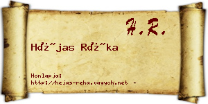 Héjas Réka névjegykártya