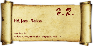 Héjas Réka névjegykártya